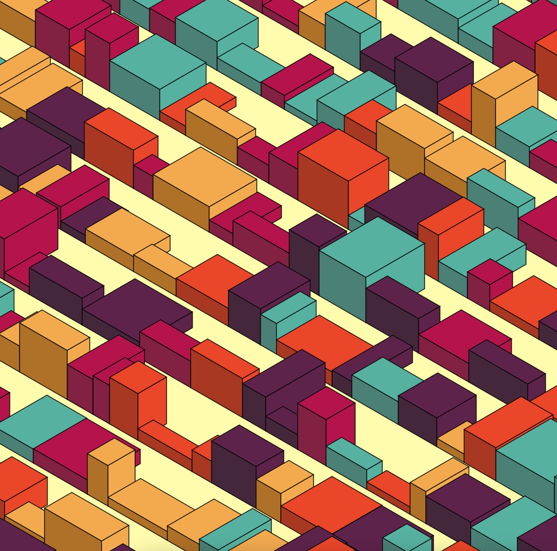 Generative Isometric drawing of different rectangular prisms